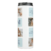 Moderne collage foto's Blue Best Fathers Gift Thermosbeker (Achterkant)