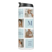 Moderne collage foto's Blue Best Fathers Gift Thermosbeker (Geroteerd rechts)
