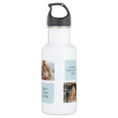 Moderne collage foto's Blue Best Fathers Gift Waterfles (Achterkant)