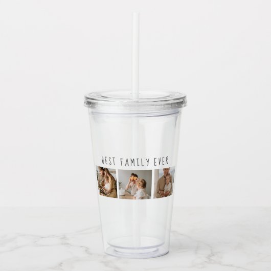 Moderne collage foto's en beste familie ooit acryl drinkbeker (Voorkant)