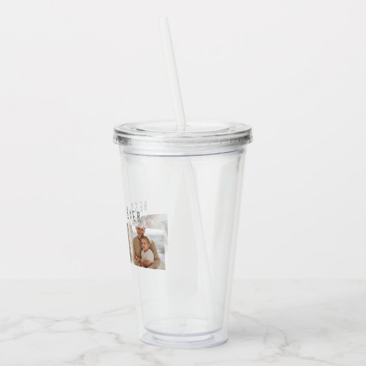 Moderne collage foto's en beste familie ooit acryl drinkbeker (Links)