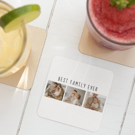 Moderne collage foto's en beste familie ooit kartonnen onderzetters