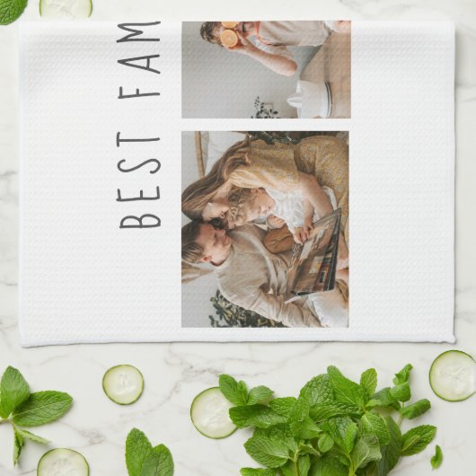 Moderne collage foto's en beste familie ooit theedoek (Gevouwen)