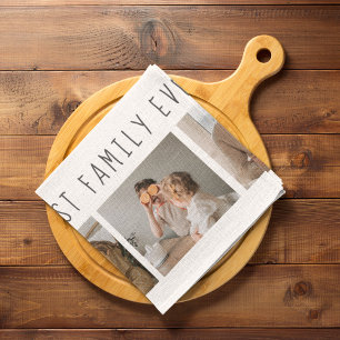 Moderne collage foto's en beste familie ooit theedoek