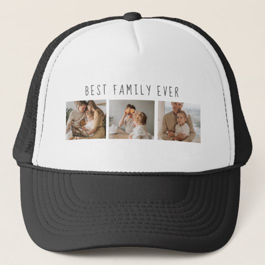Moderne collage foto's en beste familie ooit trucker pet (Voorkant)