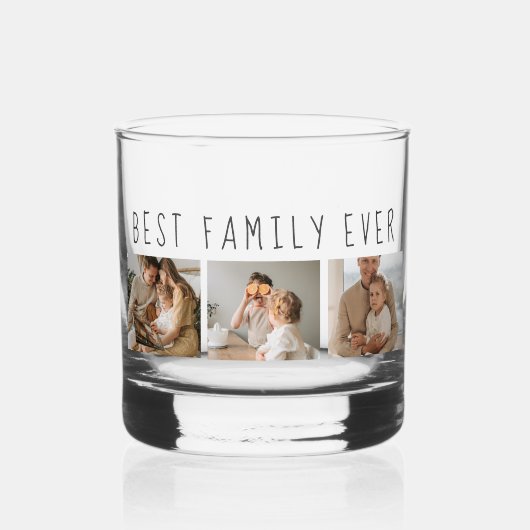 Moderne collage foto's en beste familie ooit whisky glas (Voorkant)