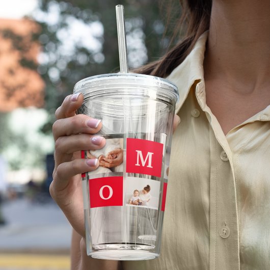 Moderne collage foto's en beste mam ooit cadeautje acryl drinkbeker