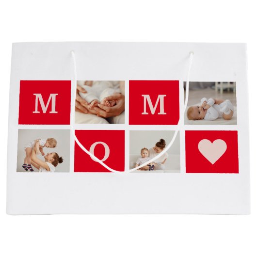Moderne collage foto's en beste mam ooit cadeautje groot cadeauzakje (Voorkant)