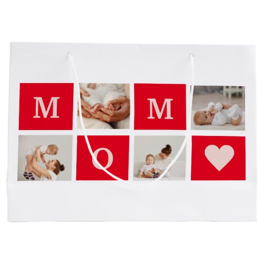 Moderne collage foto's en beste mam ooit cadeautje groot cadeauzakje (Achterkant)