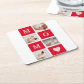 Moderne collage foto's en beste mam ooit cadeautje kartonnen onderzetters (Schuin)