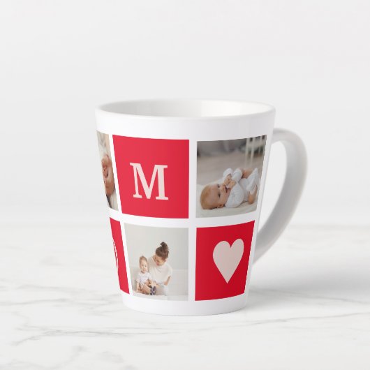 Moderne collage foto's en beste mam ooit cadeautje latte mok (Rechterhoek)