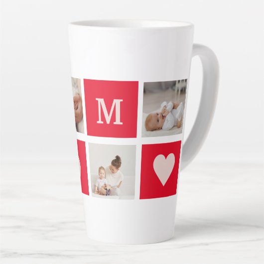 Moderne collage foto's en beste mam ooit cadeautje latte mok (Rechterhoek)