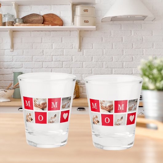 Moderne collage foto's en beste mam ooit cadeautje shot glas