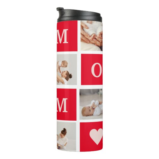 Moderne collage foto's en beste mam ooit cadeautje thermosbeker (Geroteerd rechts)