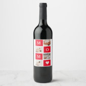 Moderne collage foto's en beste mam ooit cadeautje wijn etiket (Voorkant)