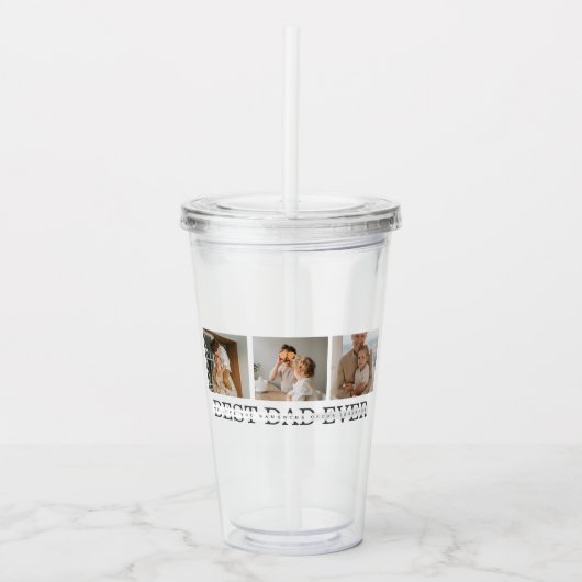 Moderne collage foto's en beste pap ooit cadeautje acryl drinkbeker (Voorkant)