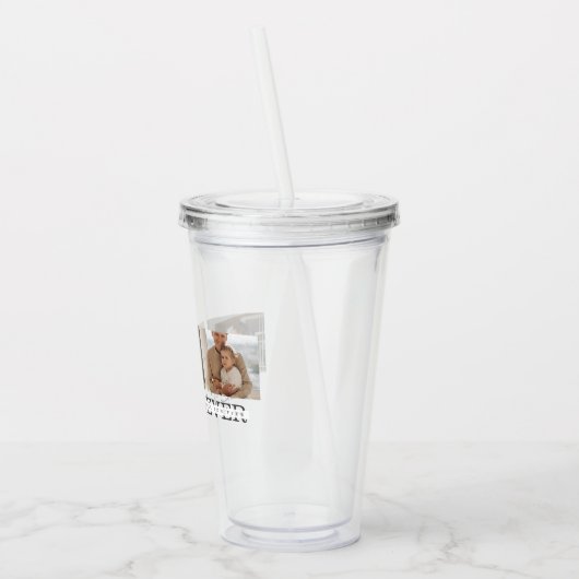 Moderne collage foto's en beste pap ooit cadeautje acryl drinkbeker (Links)