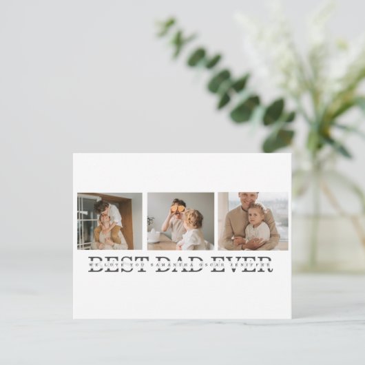 Moderne collage foto's en beste pap ooit cadeautje briefkaart (Staand voorkant)
