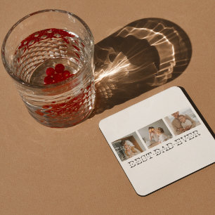 Moderne collage foto's en beste pap ooit cadeautje kartonnen onderzetters