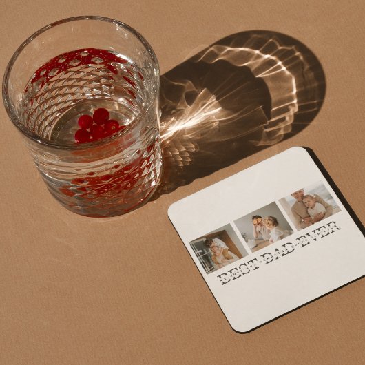 Moderne collage foto's en beste pap ooit cadeautje kartonnen onderzetters