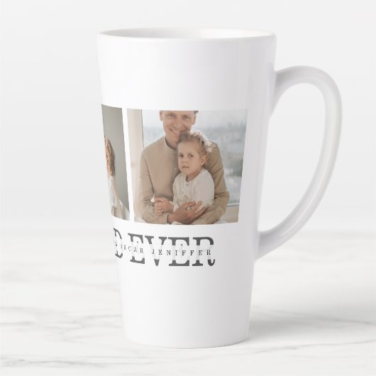 Moderne collage foto's en beste pap ooit cadeautje latte mok (Rechts)