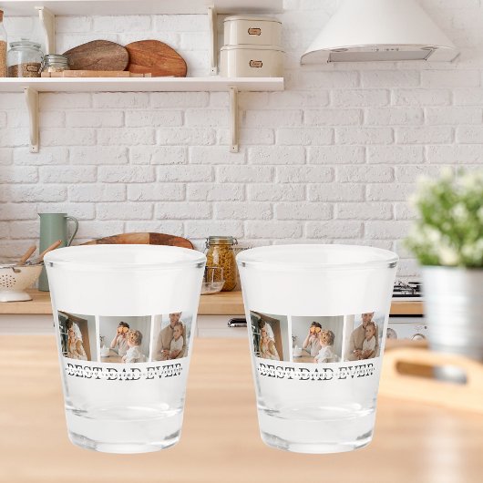 Moderne collage foto's en beste pap ooit cadeautje shot glas