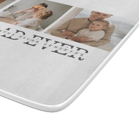 Moderne collage foto's en beste pap ooit cadeautje snijplank (Hoek)