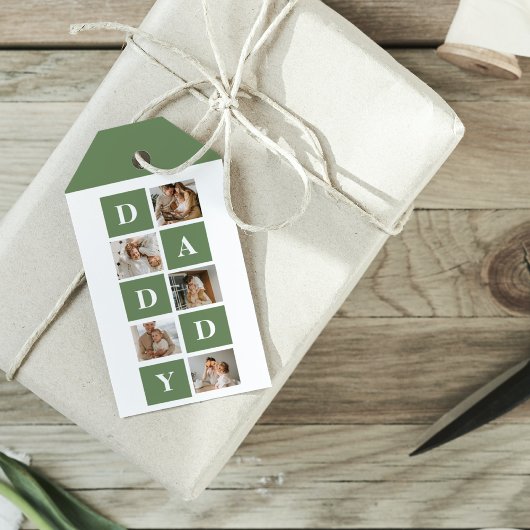 Moderne collage foto's en Happy Fathers Day Gift Cadeaulabel