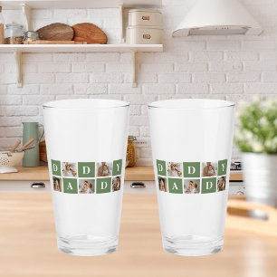 Moderne collage foto's en Happy Fathers Day Gift Glas