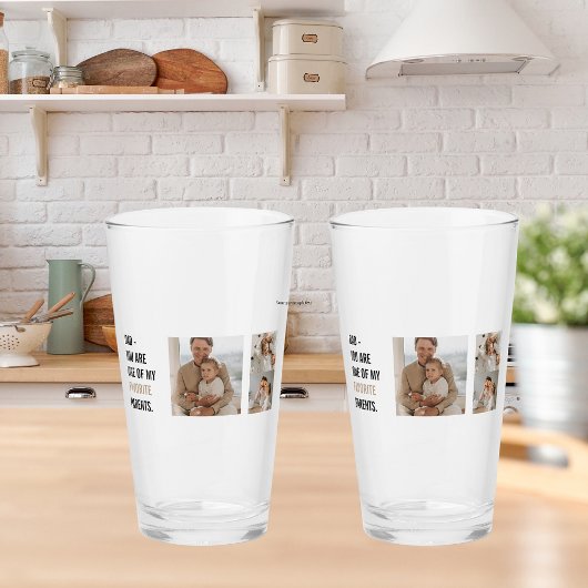 Moderne collage foto's en Happy Fathers Day Gift Glas