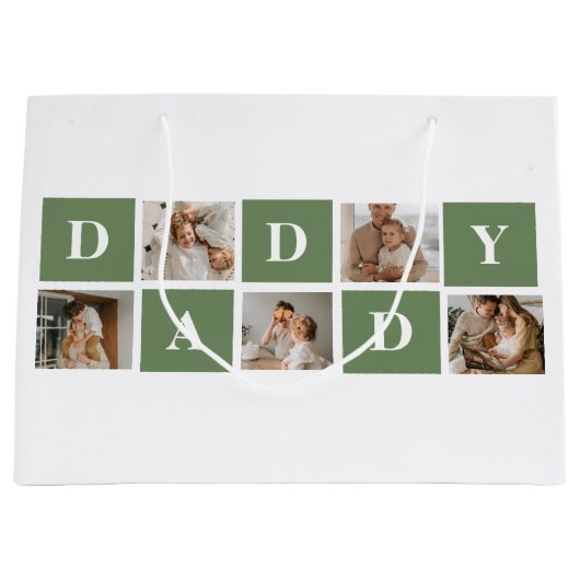 Moderne collage foto's en Happy Fathers Day Gift Groot Cadeauzakje (Voorkant)