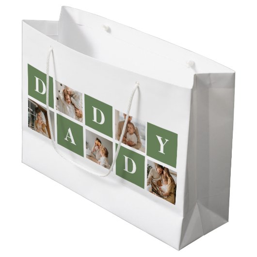 Moderne collage foto's en Happy Fathers Day Gift Groot Cadeauzakje (Voorkant Gekanteld)