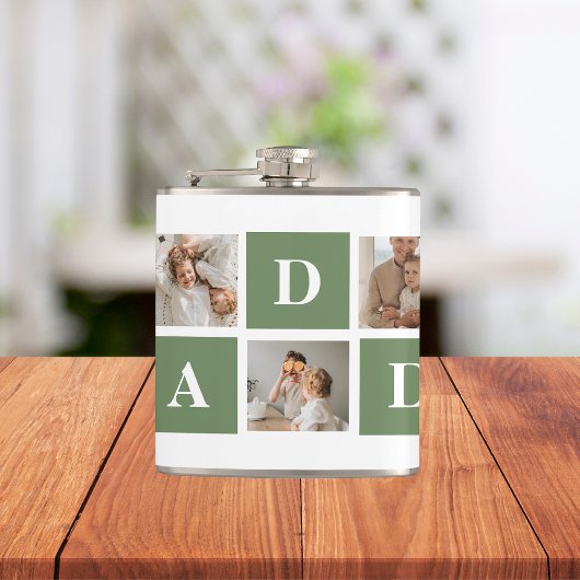 Moderne collage foto's en Happy Fathers Day Gift Heupfles