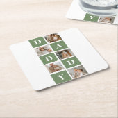 Moderne collage foto's en Happy Fathers Day Gift Kartonnen Onderzetters (Schuin)