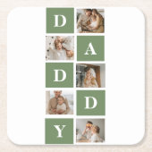 Moderne collage foto's en Happy Fathers Day Gift Kartonnen Onderzetters (Voorkant)