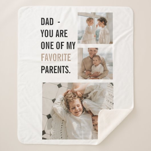 Moderne collage foto's en Happy Fathers Day Gift Sherpa Deken (Voorkant)