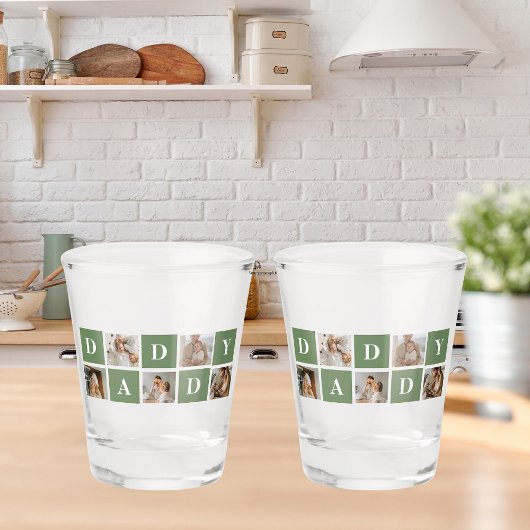 Moderne collage foto's en Happy Fathers Day Gift Shot Glas