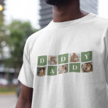 Moderne collage foto's en Happy Fathers Day Gift T-shirt<br><div class="desc">Een moderne collagefoto is een creatieve manier om een speciaal iemand in je leven, zoals je vader, op Vaderdag te vieren en te eren. Het gaat om het samenstellen van verschillende foto's en het op een visueel aantrekkelijke manier ordenen van deze foto's tot een samenhangende en betekenisvolle compositie van creëer....</div>