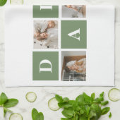 Moderne collage foto's en Happy Fathers Day Gift Theedoek (Gevouwen)