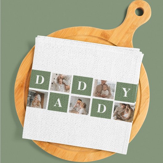 Moderne collage foto's en Happy Fathers Day Gift Theedoek