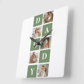 Moderne collage foto's en Happy Fathers Day Gift Vierkante Klok (Hoek)