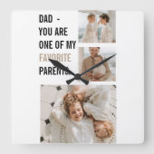 Moderne collage foto's en Happy Fathers Day Gift Vierkante Klok (Voorkant)