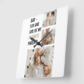 Moderne collage foto's en Happy Fathers Day Gift Vierkante Klok (Hoek)