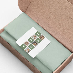 Moderne collage foto's en Happy Fathers Day Gift Vierkante Sticker