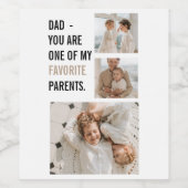 Moderne collage foto's en Happy Fathers Day Gift Wijn Etiket (Enkel label)