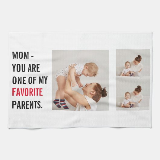 Moderne collage foto's en Happy Mothers Day Gift Theedoek (Horizontaal)