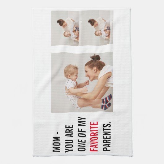 Moderne collage foto's en Happy Mothers Day Gift Theedoek (Verticaal)