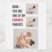 Moderne collage foto's en Happy Mothers Day Gift Wijn Etiket (Enkel label)