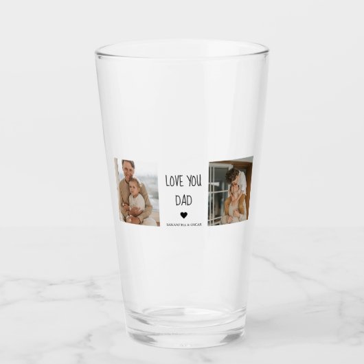 Moderne collage foto's en liefde van je vader Gift Glas (Voorkant)