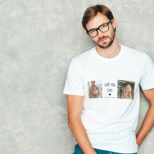 Moderne collage foto's en liefde van je vader Gift T-shirt
